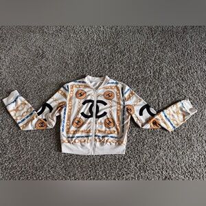 Chanel White and Gold Chain Pattern Jacket